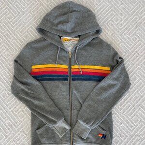 Aviator Nation 5 Stripe Hoodie - Heather Grey